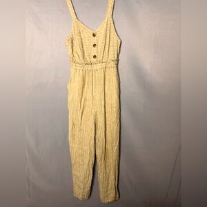Light Green Button-Front Jumpsuit